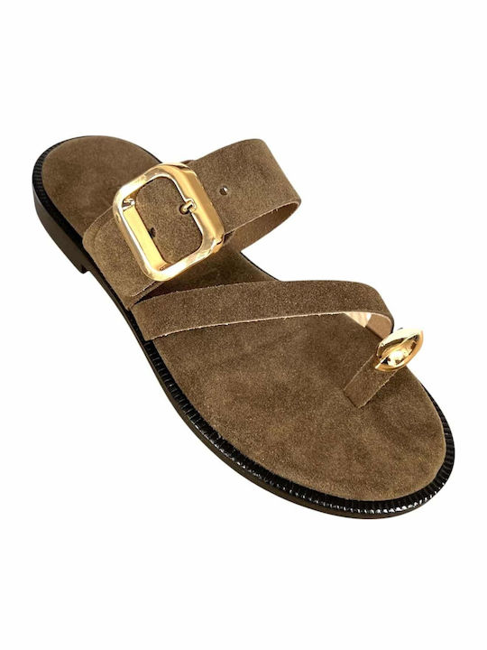 Leather Women's Flat Sandals Rose Gold