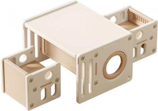 Set Masă pentru Copii cu Scaune pentru Vopsire din Plastic Maro