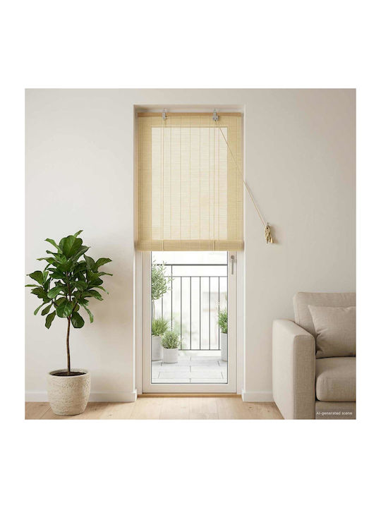 vidaXL Bamboo Roller Blind Beige 50x220 cm