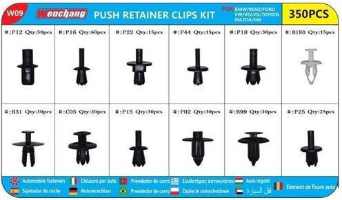 Set of 350 Pieces Car Panel Retaining Clips Wenchang W09 Ez0864