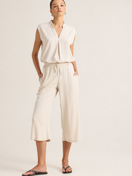Damen Hochbund Zip-Culottes mit Gummiband Beige