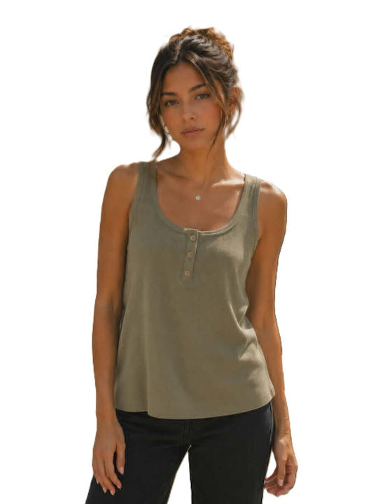 Women's Cotton Sleeveless Green Blouse
