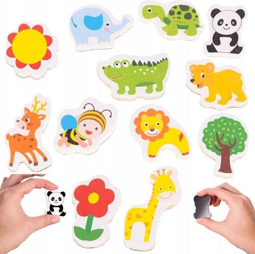 Wooden Eco Magnets Fridge Animals 12 Pcs