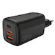 Fitpaddy Wireless Charger GaN With USB-A Port And 2 USB-C Ports 65W Power Delivery Quick Charge 3.0 Black