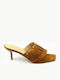 Mules with Thin Heel in Tabac Brown Colour