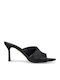 Leather Mules with Thin Heel in Black Colour