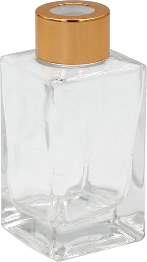 Glass Bottle Room Fragrance 90 Ml 4.5x4.5x10 Cm Gold Cap Keskor 62567