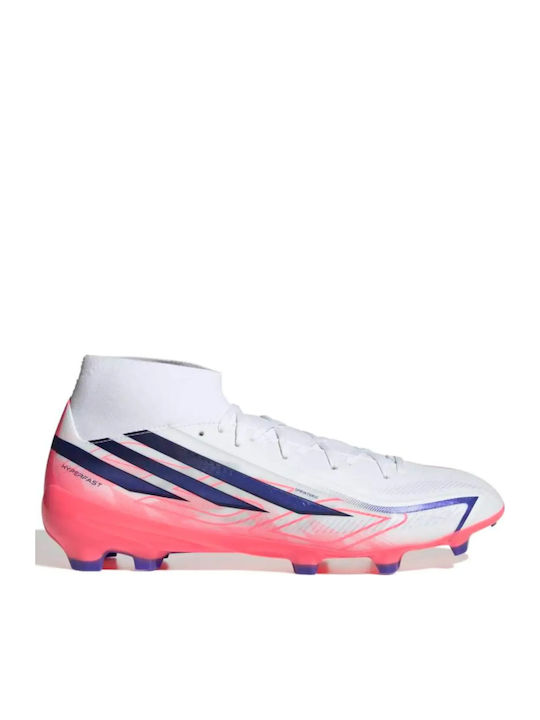 adidas F50 Hyperfast League Mid FG White Football Shoes with Cleats