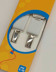 Victoria Kids Suspenders in White Colour with 3 Clips