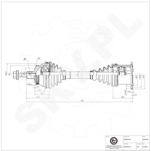 Half Axle Audi A4 Seat Exeo Front Left Right 8e0407451x