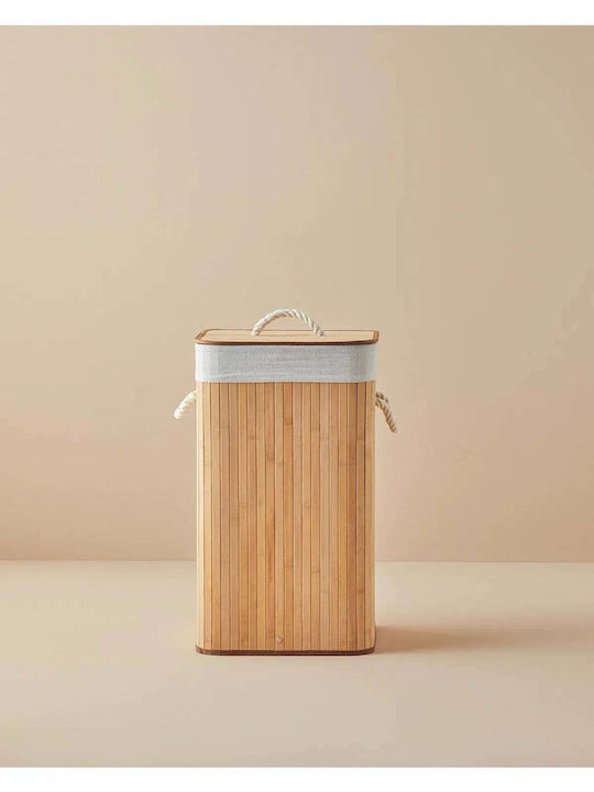 SteweHome Collapsible Bamboo Laundry Basket Beige
