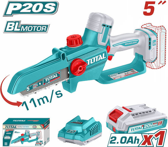 Total Верижен Трион на Батерия 1x2Ah 20V с Шина 12.7cm