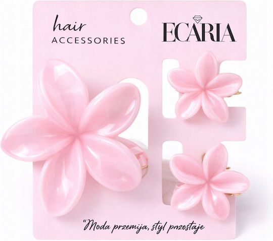 Ecarla 3-in-1 Hair Clip Set Flower Xl 2 Pcs Mini Clips Sp443