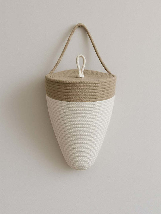 SteweHome Decorative Fabric Basket with Cap Ecru 30x17cm