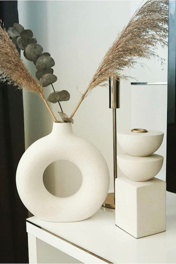 SteweHome Set of Beige Ceramic Vases