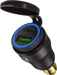 Maxxed Maxxed Motorrad-Handy-Ladegerät mit Schnellladen und USB-Anschluss 1xUSB & 1xUSB-C
