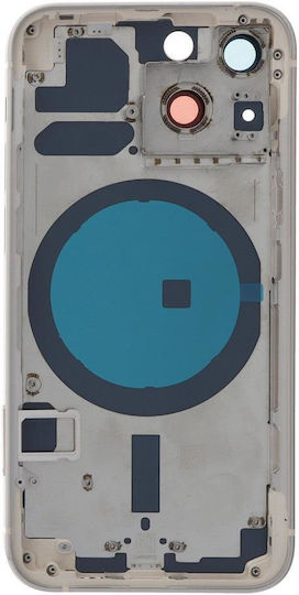 Apple Iphone 13 Mini Back Battery Door Cover Middle Frame Housing Small Parts White Oem Logo