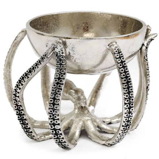 Atmosphera Octopus Διακοσμητικό Μπωλ Αλουμινίου Γκρι 15x12cm