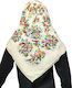 Traditional Attica Menidi Headscarf Ecru Coloured Flowers Mark215 Ivory Flowers