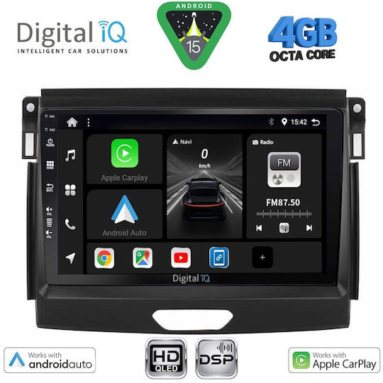 Digital IQ Car Audio System for Ford Ranger 2015-2018 Bluetooth USB WiFi GPS Apple CarPlay Android Auto with 9" Touch Screen