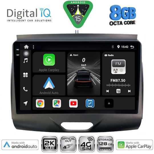 Digital IQ Car Audio System for Ford Ranger 2015-2018 Bluetooth USB WiFi GPS Apple CarPlay Android Auto with 9" Touch Screen