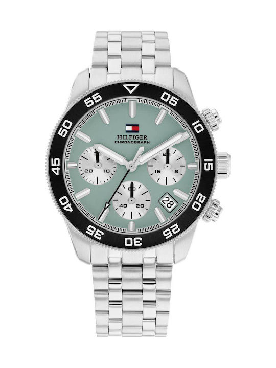 Tommy Hilfiger Men's Watch 46mm Battery Chronograph with Silver Metal Bracelet