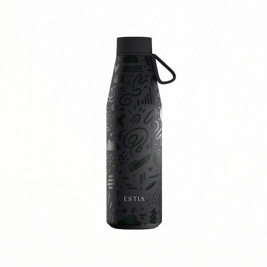Estia Flow Save the Aegean Recyclable Thermos Bottle Stainless Steel BPA Free 500ml Noir Echo