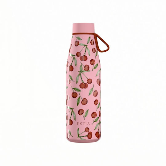 Estia Flow Save the Aegean Recyclable Thermos Bottle Stainless Steel BPA Free 500ml Cherry Rose