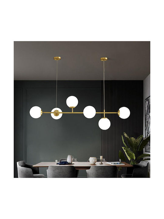 Pakketo Bemfy Hanging Ceiling Light Gold for 15 G9 Bulbs 120x15x15cm