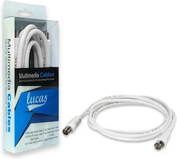Lucas Καλώδιο Κεραίας Coax male - Coax female Λευκό 1.5m