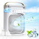 Tragbares Mini Klimaanlage Usb – Luftkühler Ventilator 3 Geschwindigkeiten 5 Löcher Nebel Humidifier Beleuchtung 7 Farben Behälter 350ml