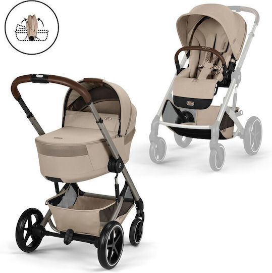 Cybex Balios S Lux Ρυθμιζόμενο Καρότσι 2 σε 1 Kατάλληλο για Nεογέννητο Almond Beige Taupe Frame 11.2kg