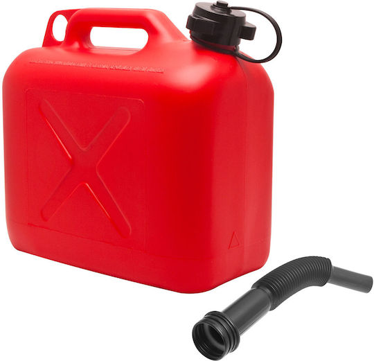 Canistră de combustibil din plastic 5 L cu furtun de turnare roșu