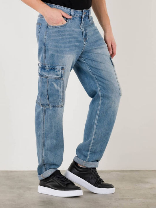 Vatach Παντελόνι Τζιν Cargo Loose Fit Μπλε