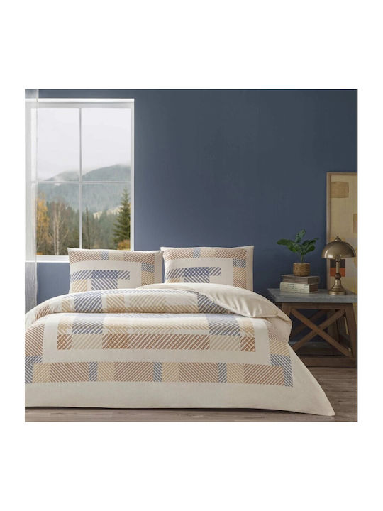Tac Set Huse Pentru Pilote 100% Bumbac 160x200cm Simplă Cu Față De Pernă & 1 Cearșaf Bej