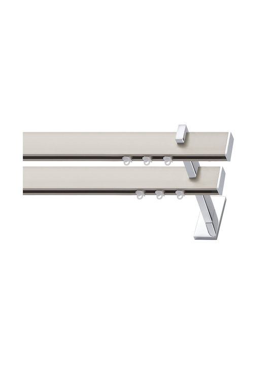 Viometale Cosmos Jessica Duo Two-Way Curtain Track Metallic In Silver Colour 360cm 22.A1.360.P7