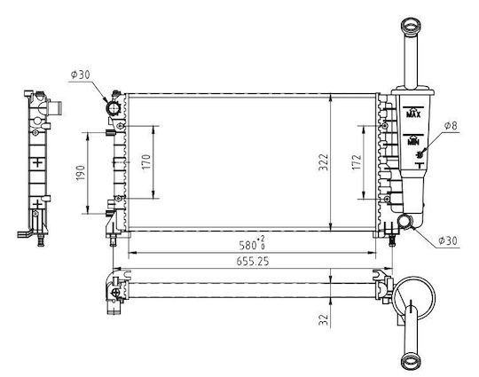 Hart Car Water Radiator for Fiat Idea