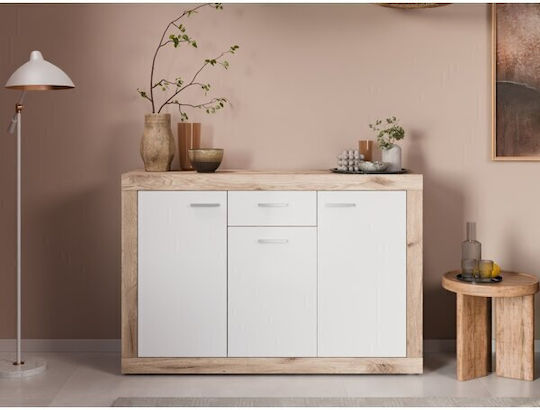 Μπουφές Nolciri 101 Ξύλινος με Συρτάρια Λευκός 134x39x90cm