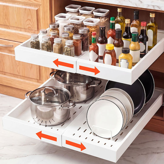 Vevor Closet Organizer Sliding Drawer 2 Pcs Expandable 310-480 Mm Depth 520 Mm White Bsll21ycbs2gcpxd7001v0