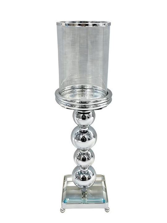 Kerzenhalter Glas in Silber Farbe 11x11x40cm