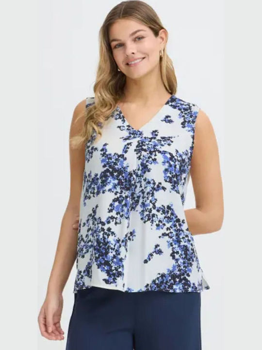 Fransa Women's Sports Sleeveless Blue Blouse