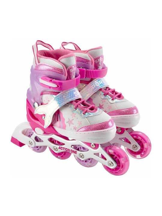 Action One Little Mermaid Adjustable Inline Skates Size M 35-38 Pink