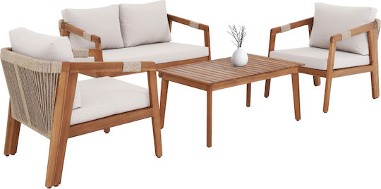 Set de mobilier pentru camera de zi de exterior 4 buc Bej