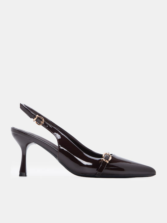 Luigi Spitze Zehe Pumps mit Riemen Braune Luigi