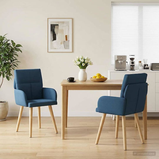 Ess- und Küchenstühle mit Stoffbezug Blau 2Stücke 60x56x96cm