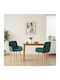 Dining Armchairs With Fabric Upholstery Green 2 Pieces 56.5x50x87.5cm
