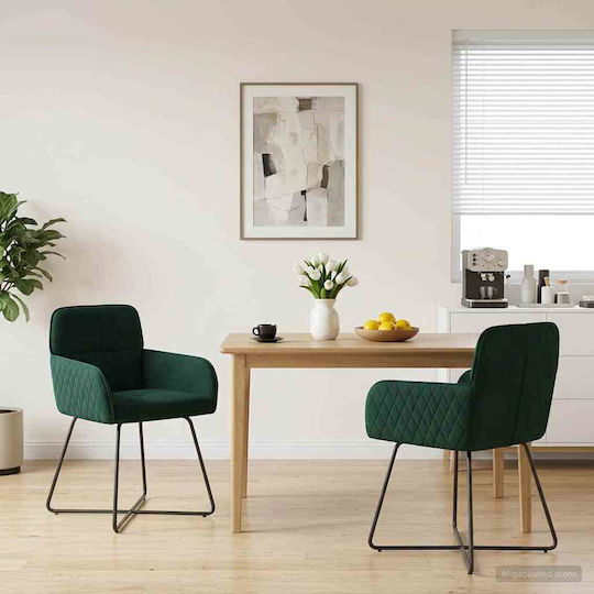 Fotolii Sala De Mese Catifea Verde 2 Bucăți 59x56.5x86 Cm