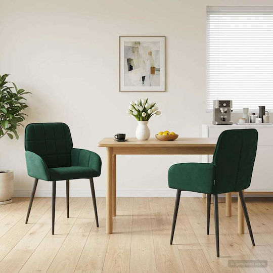 Velvet Green Dining Armchairs 2 Pieces 57x50x85 cm