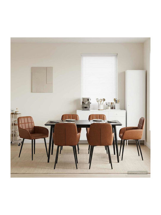 Dining Armchairs With Brown Artificial Leather ...