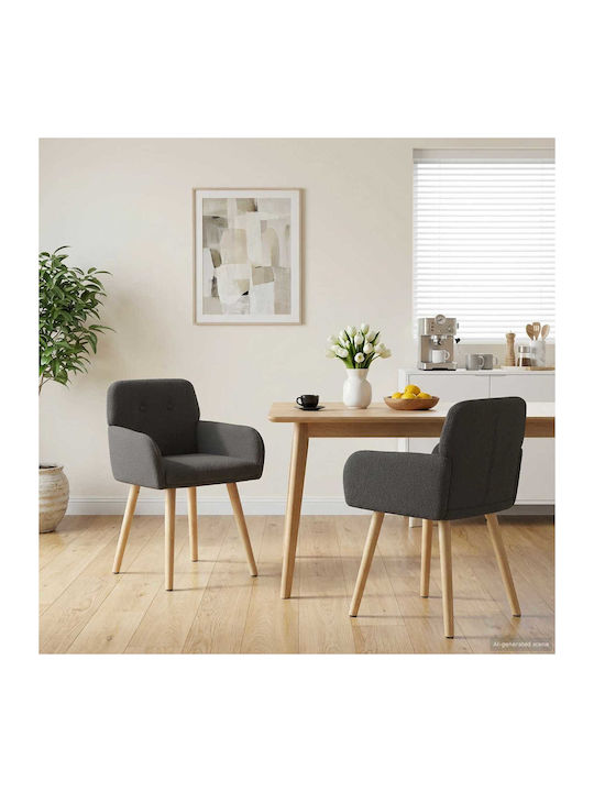 Dining Armchairs With Grey Fabric Upholstery 2 Pieces 59x57x85cm